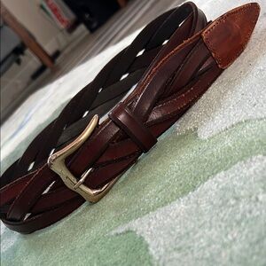 Braided Leather Women’s Belt in Dark Brown